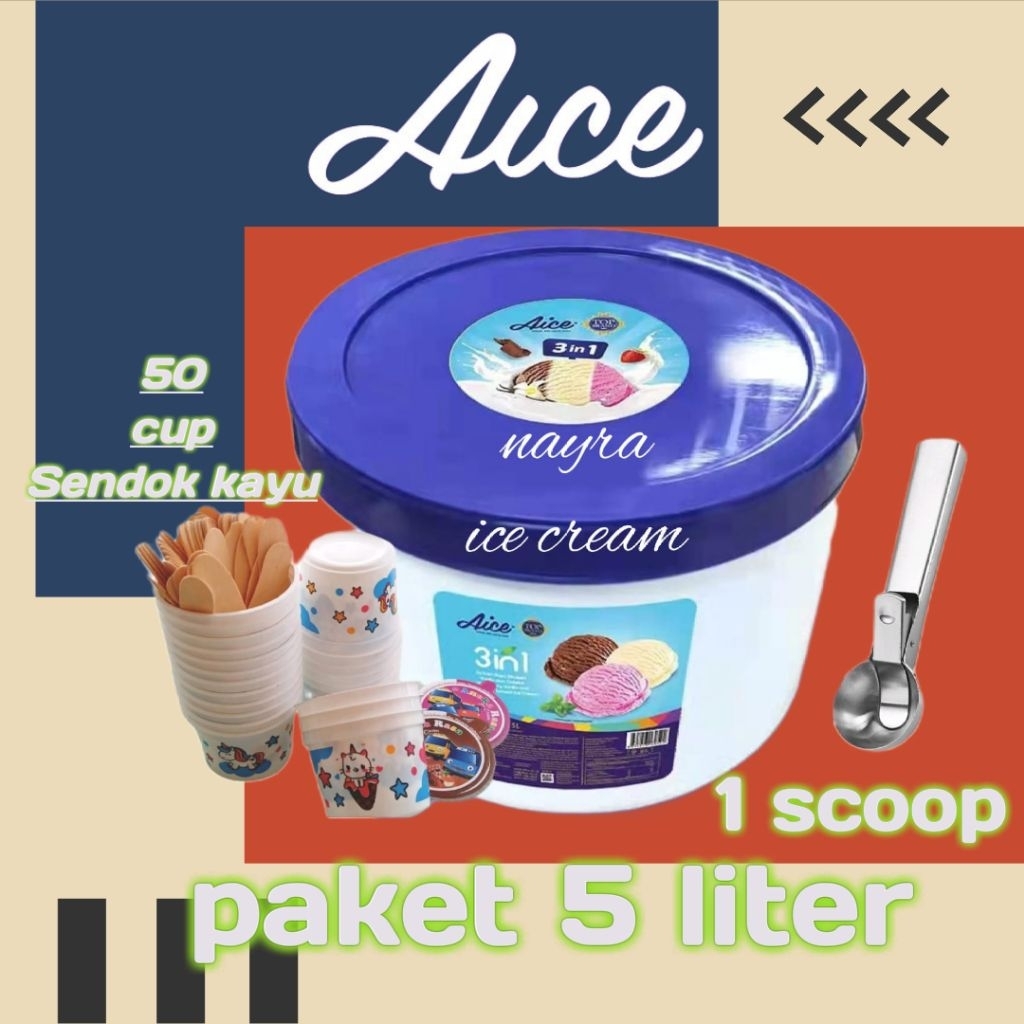 Aice /Halocoko ice cream 3in1 paket 5 liter