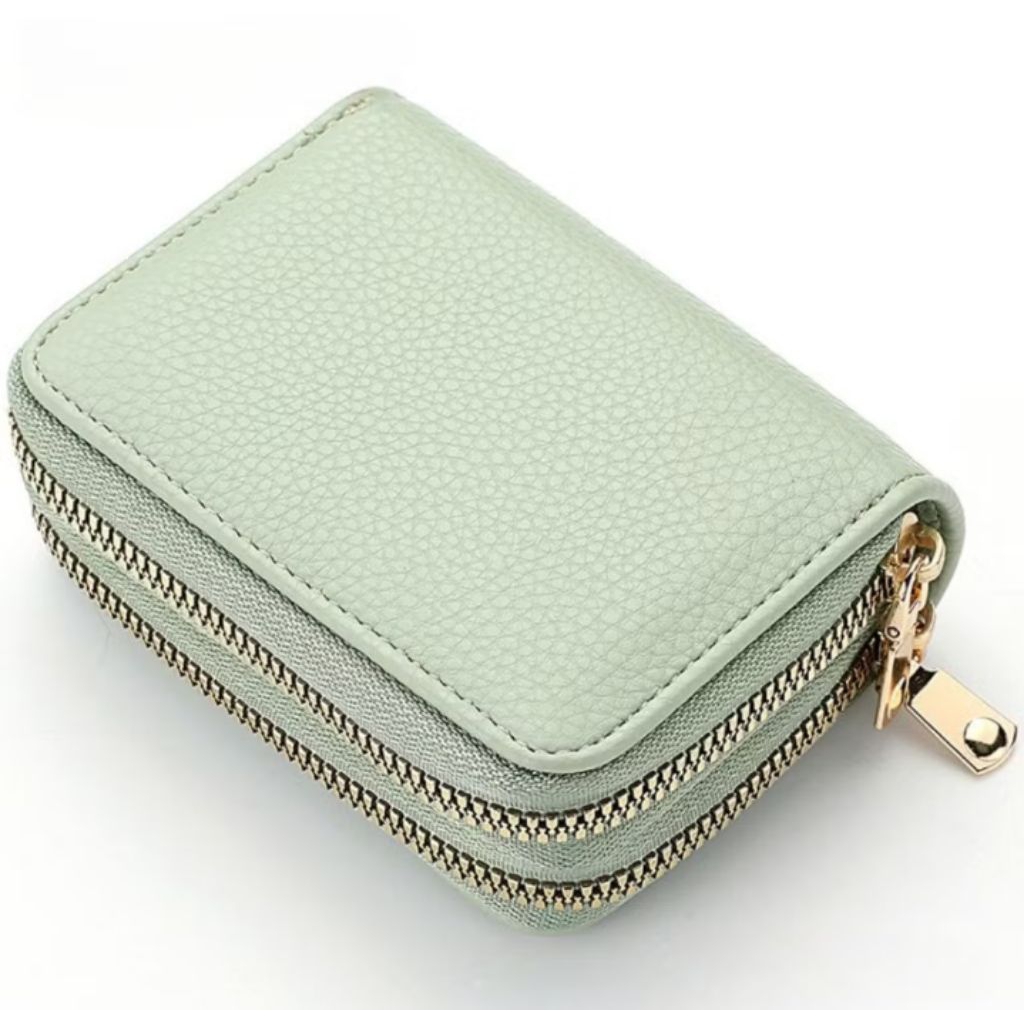 C01 | Dompet lipat wanita 2 resleting kulit lenia kecil