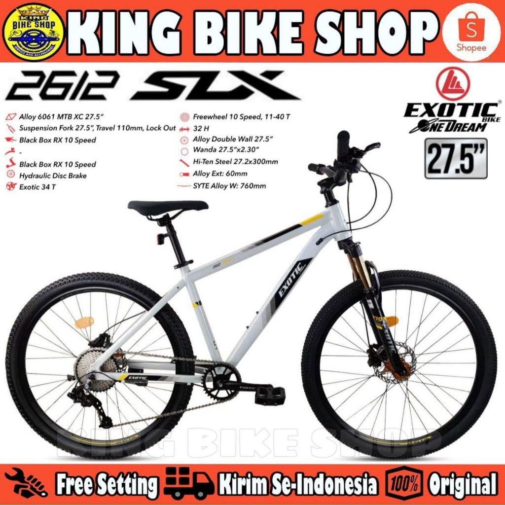 Sepeda Gunung MTB EXOTIC 2612 SLX Ukuran 27.5 Inch 7 Speed Hidrolik