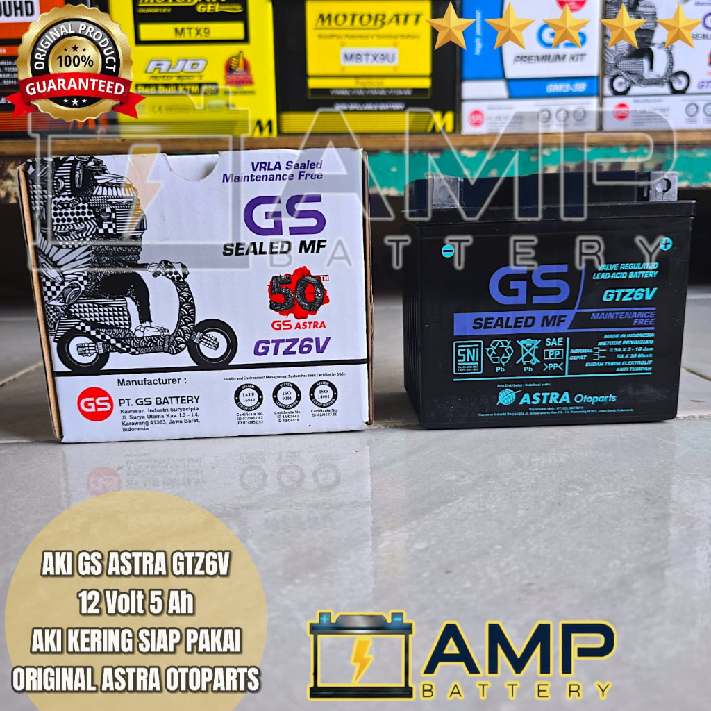 AKI MOTOR HONDA PCX 150/160, STYLO, SONIC 150 GS ASTRA GTZ6V AKI KERING 5Ah ORIGINAL