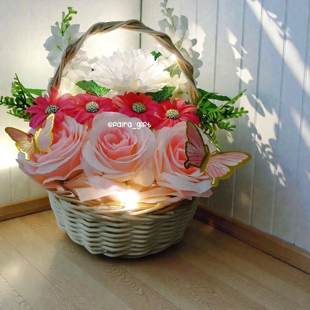 BUNGA KERANJANG LED | READY STOK | FREE PACKING KARDUS | FREE KARTU UCAPAN | BUKET | KADO ULTAH | KA