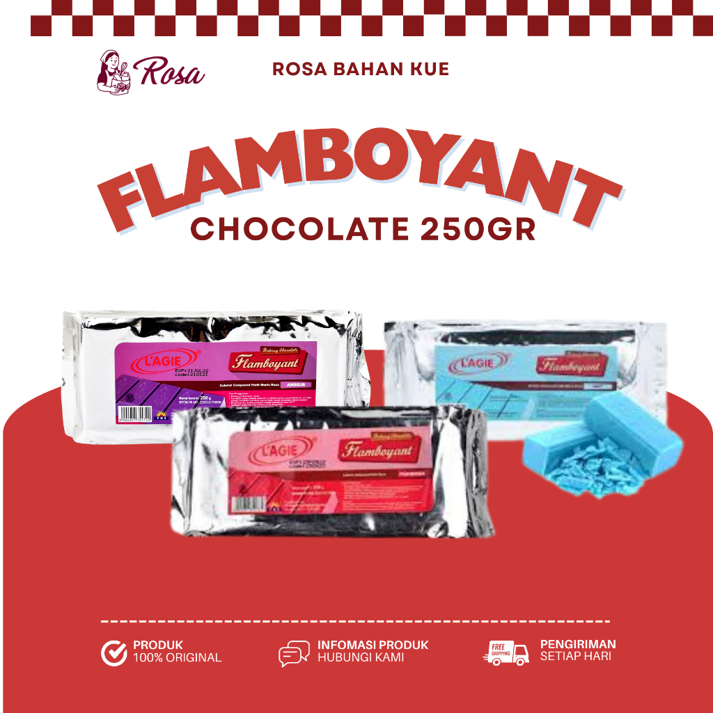 Lagie Flamboyant Coklat Batang Strawberry Mint Anggur Compound 250 g – Coklat Pink untuk Kue & Desse
