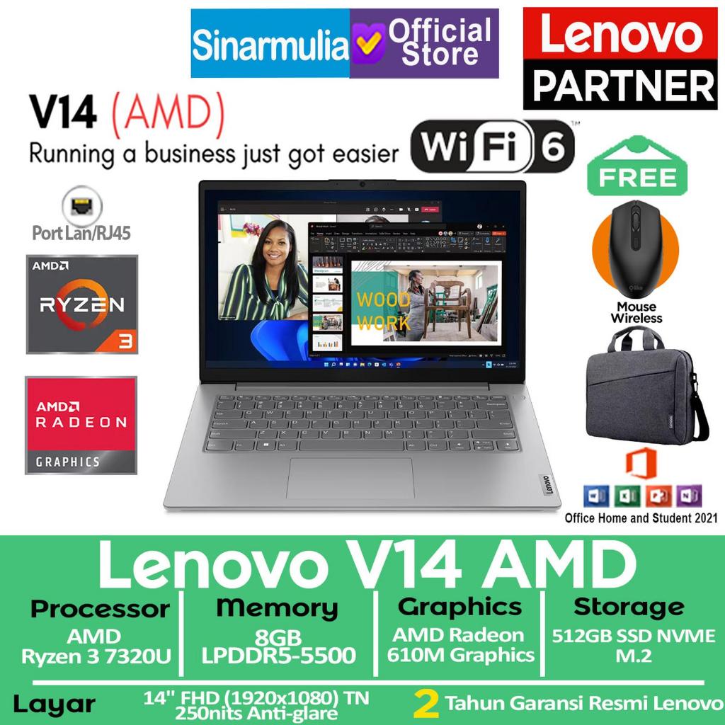 LENOVO V14 Ryzen 3 7320U 512GB SSD 8GB Win11+OHS