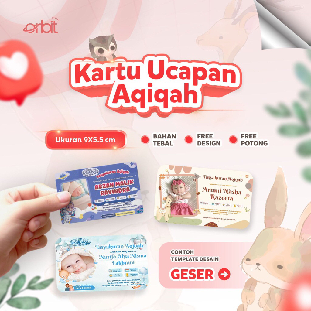 KARTU UCAPAN AQIQAH BAYI BARU LAHIR KARTU NASI KARTU KELAHIRAN