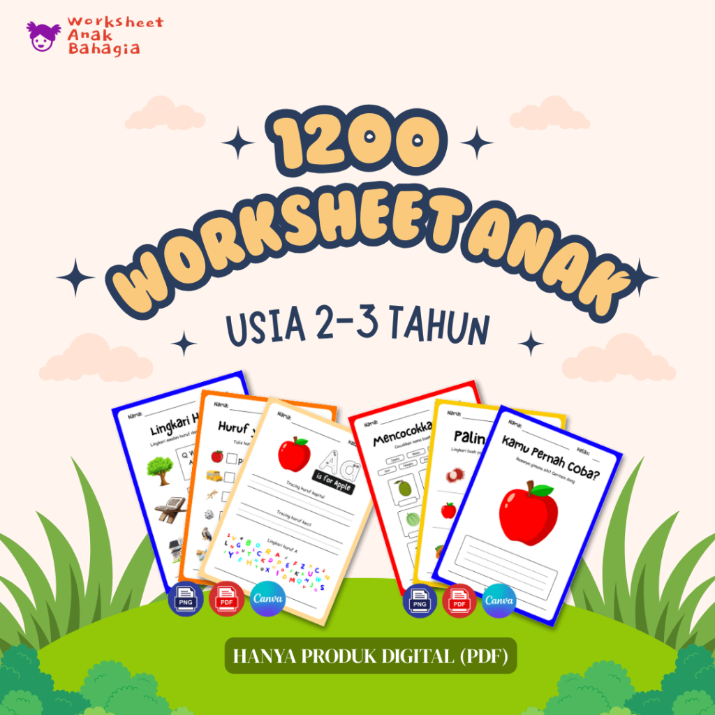 Worksheet Anak 2–3 Tahun Lengkap 12 Seri | Belajar Sambil Main Tanpa Gadget (Printable PDF)