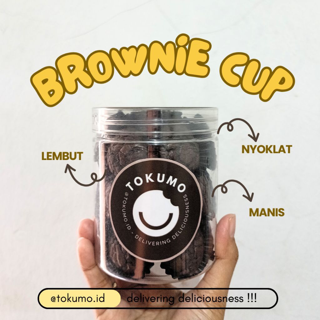 Kue Kering Brownie Cup 500ml Nyoklat Lembut Crunchy Tokumo