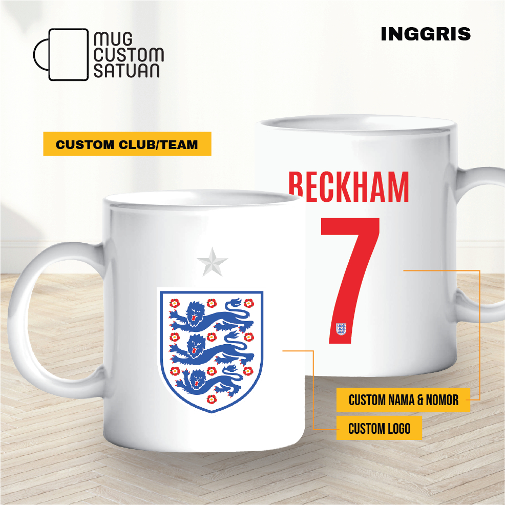 Mug custom sablon satuan / mug kado custom / Bola / Inggris