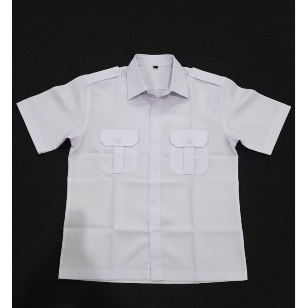 PDH putih polos kerah putih