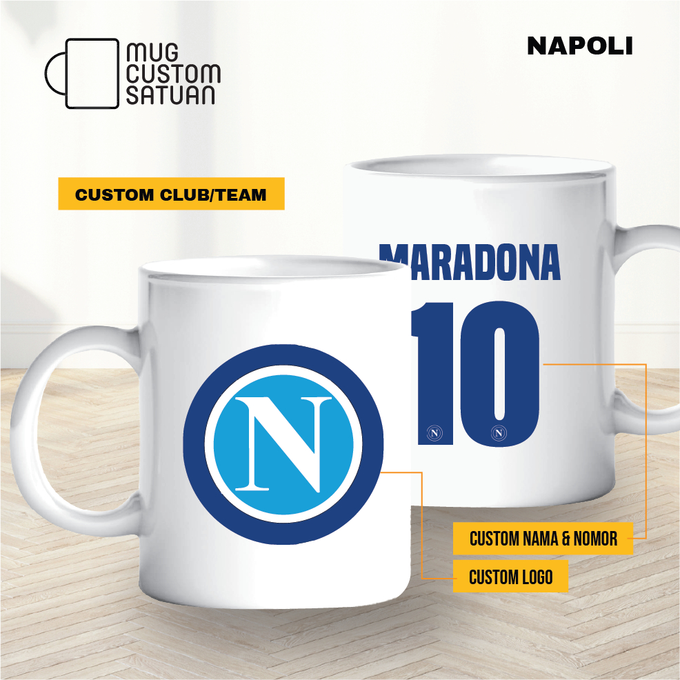 Mug custom sablon satuan / mug kado custom / Bola / Napoli