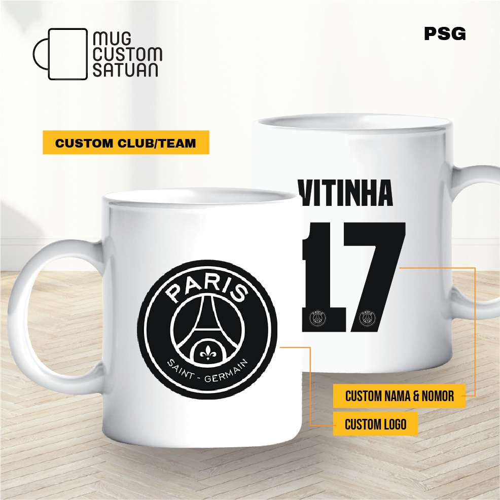 Mug custom sablon satuan / mug kado custom / Bola / PSG