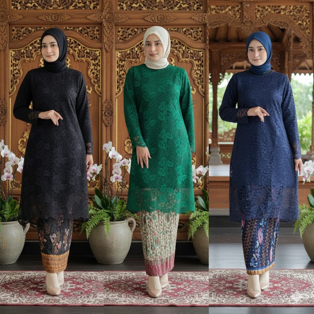 ATASAN KEBAYA BROKAT TUNIK MODERN / TUNIK BRUKAT MUSLIM / KEBAYA BRUKAT JUMBO / KEBAYA WISUDA / KEBA
