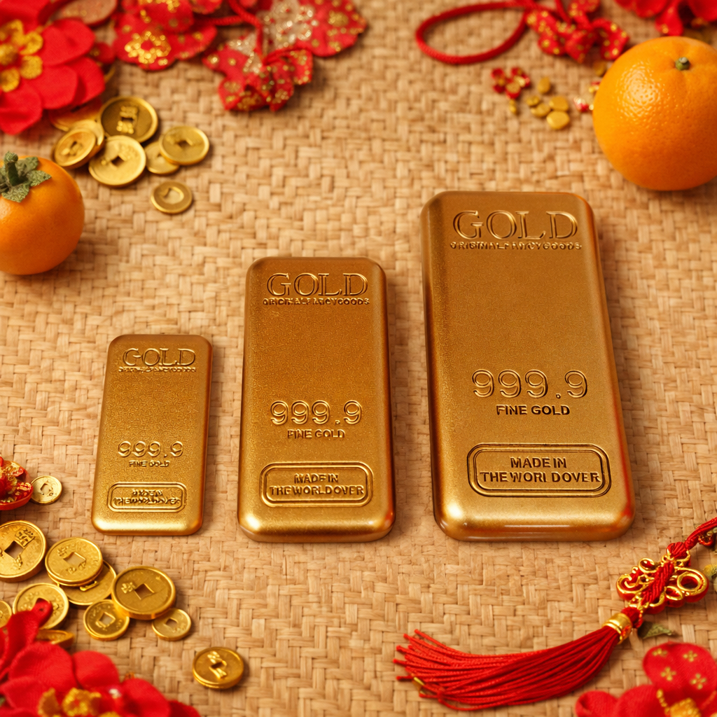 Pajangan Ingot Emas Imlek Hiasan Emas Batangan LM Logam Mulia Antam Yen Pao Dekorasi Imlek CNY