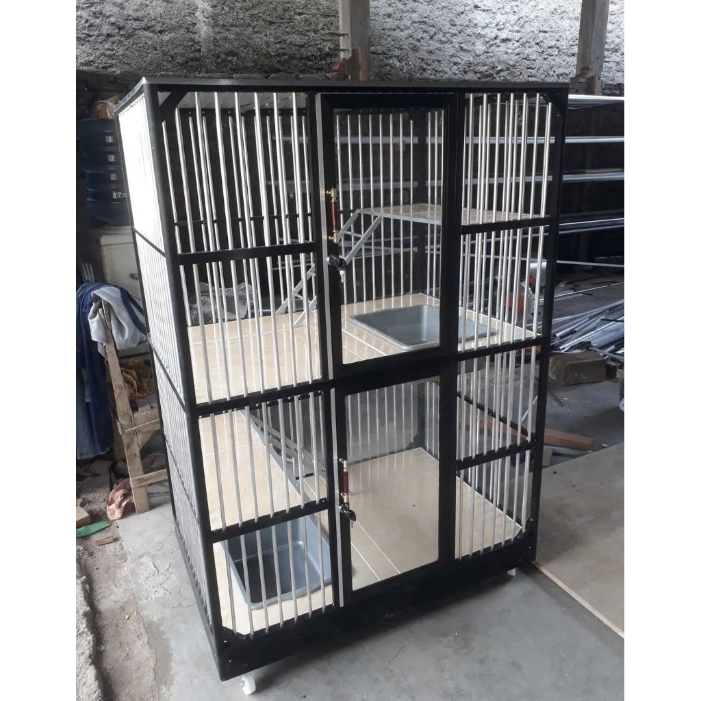 Kandang Kucing Aluminium Warna Hitam/ kandang kucing minimalis/ kandang kucing murah