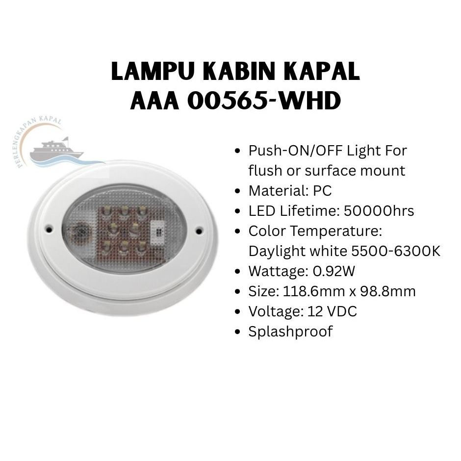 Lampu Kabin Kapal LED 12 Volt / Lampu Penerangan Kapal AAA 00065-WHD