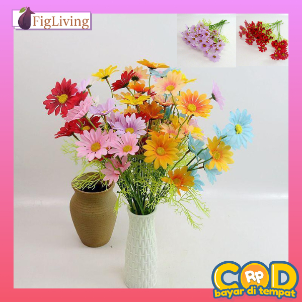 Bunga Daisy Per Tangkai Artificial Flowers Bunga Aster Cemara Tangkai Panjang Bouquet Hias Dekorasi 