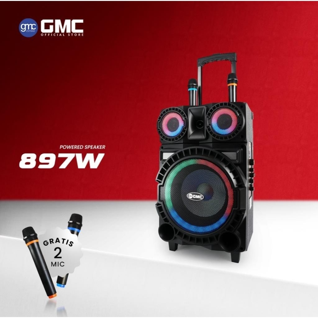 GMC SPEAKER PORTABLE TROLLEY BLUETOOTH KARAOKE 10" GMC897W