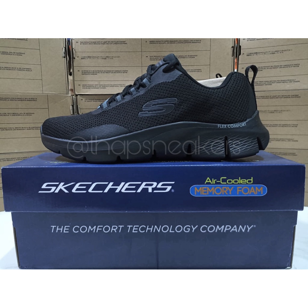 Sepatu Skechers Pria Flex Comfort - Serron Black Original PT MAP Resmi