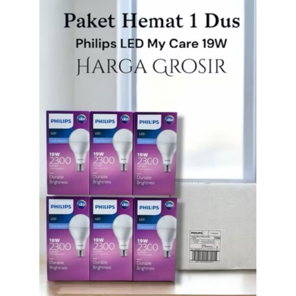 Paket 6 Pcs / Lampu LED Philips 19 Watt ( Cahaya Putih )