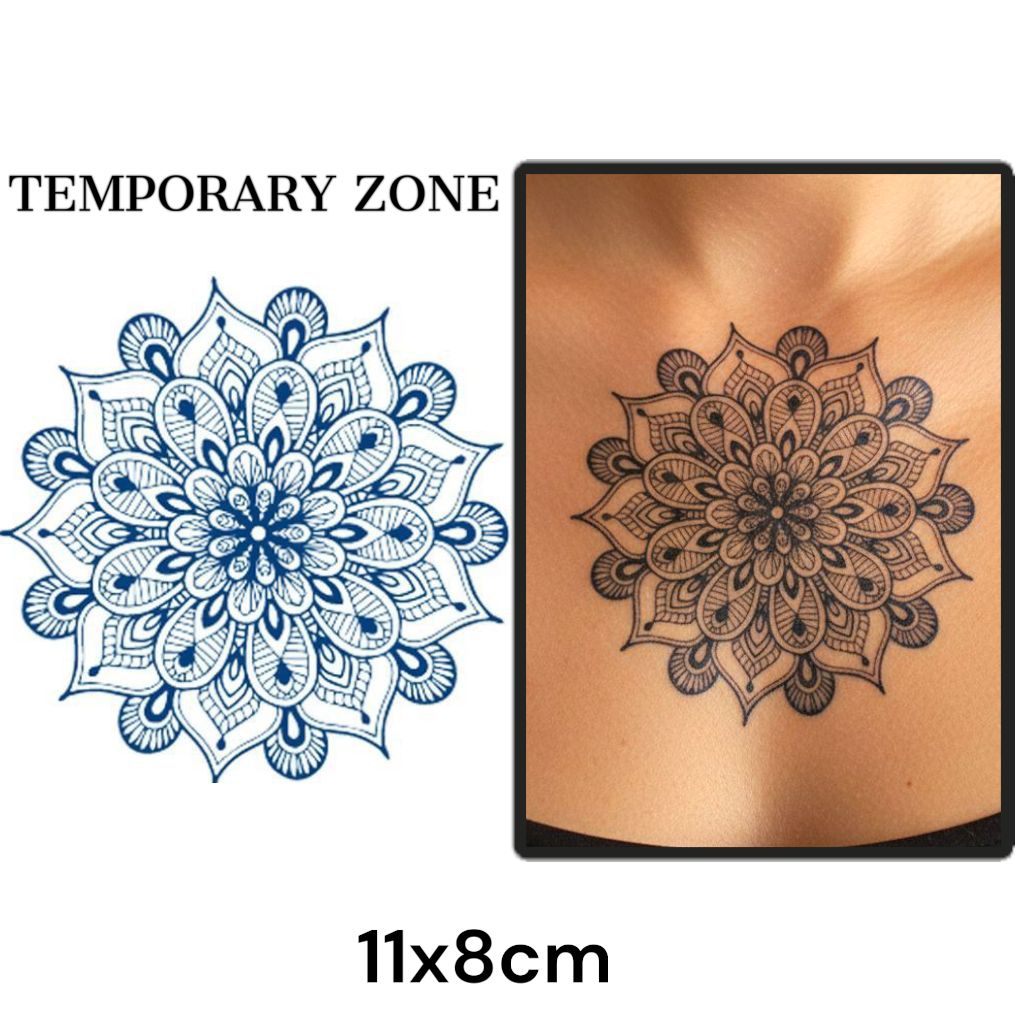 Tahan 1 Bulan Temporary Tattoo Mandala 11x8cm | Tato Temporer Transfer Waterproof Tahan Lama