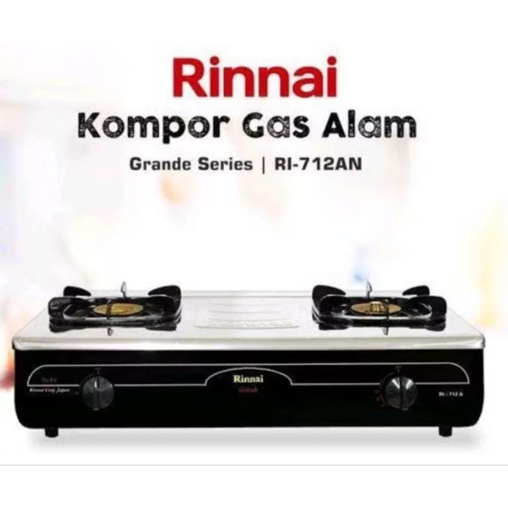 RINNAI Kompor Gas Alam 2 Tungku RI 712AN Stainless Steel Api Turbo