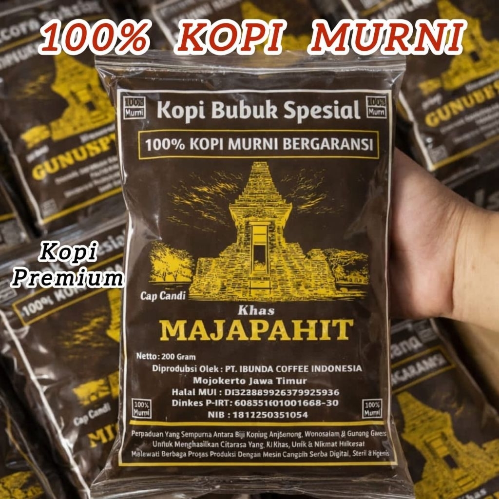 Kopi Murni Tanpa Campuran - Kopi Cap Candi Khas Majapahit - Kopi bubuk murni 100% - Bubuk Kopi Super