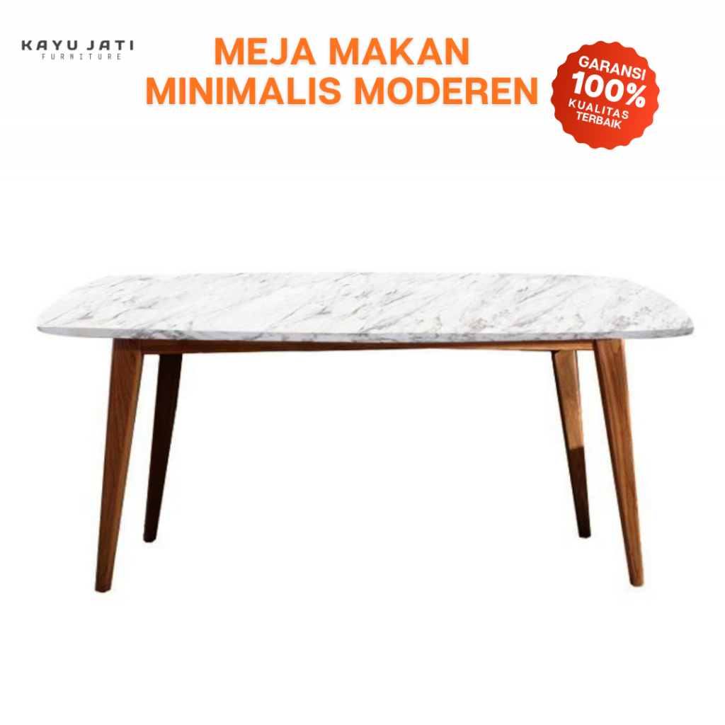 Meja Makan Marmer Kayu Jati