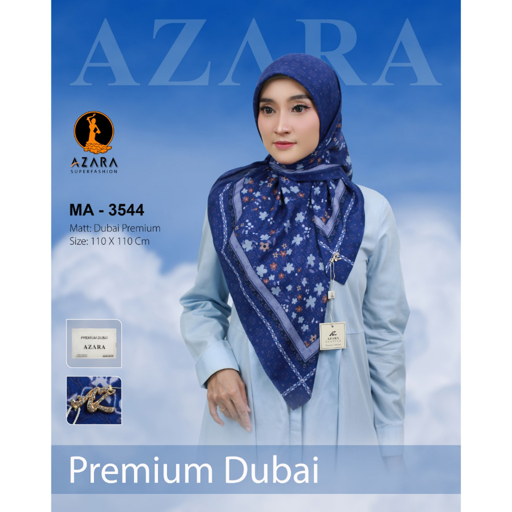 Hijab Segi Empat Azara Voal Premium Motif