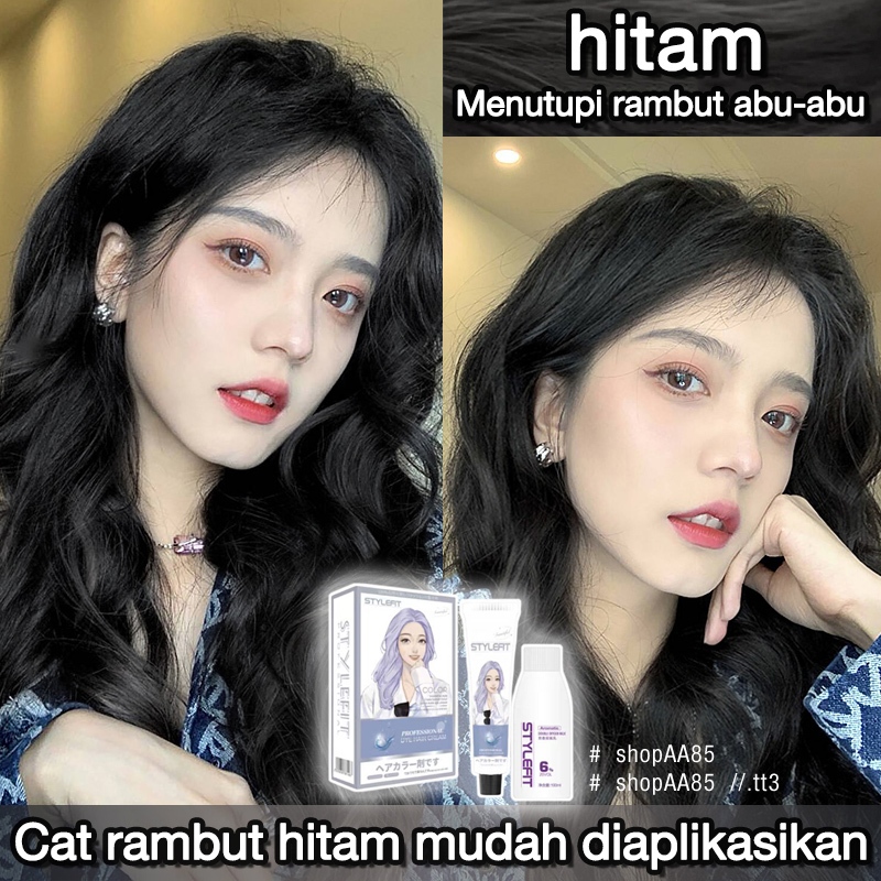 (Beli 100ml gratis 100ml)STYLE FIT cat rambut hitam *200ml,,cat rambut tanpa bleaching,Ekstrak Tanam