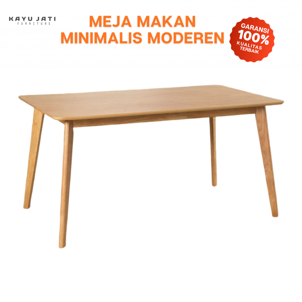 Meja makan Minimalis Aestetic Kayu Jati Kaki Bubut