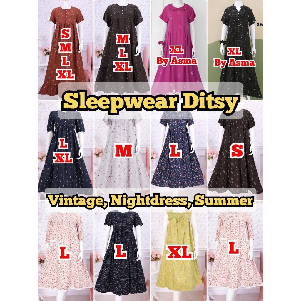 Ditsy Sleepwear Daster - Vintage: Neira, Eira, Modesty, Naira. Summer: Elovie, Sior, Nelora, Cavel. 