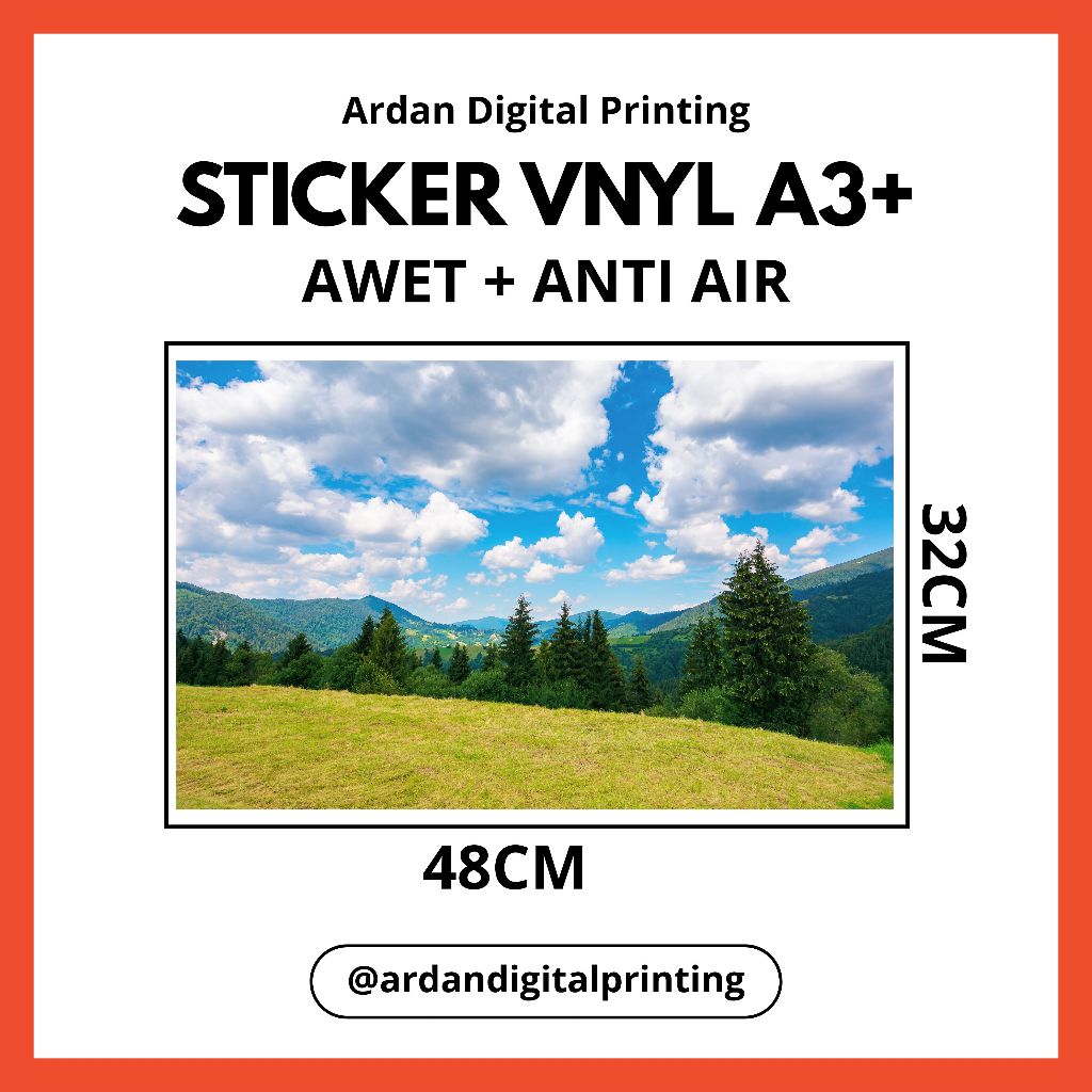 Sticker Vinyl A3 Plus Cetak Full Color | Tahan Air | Print Sticker Vinyl A3+