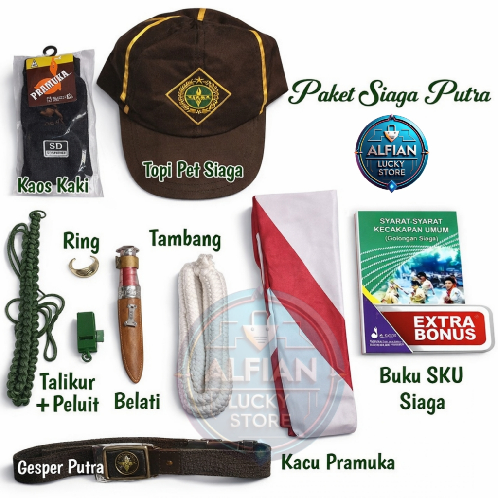 Paket Atribut Perlengkapan Pramuka Tingkat Siaga Putra SD Kelas 1-3