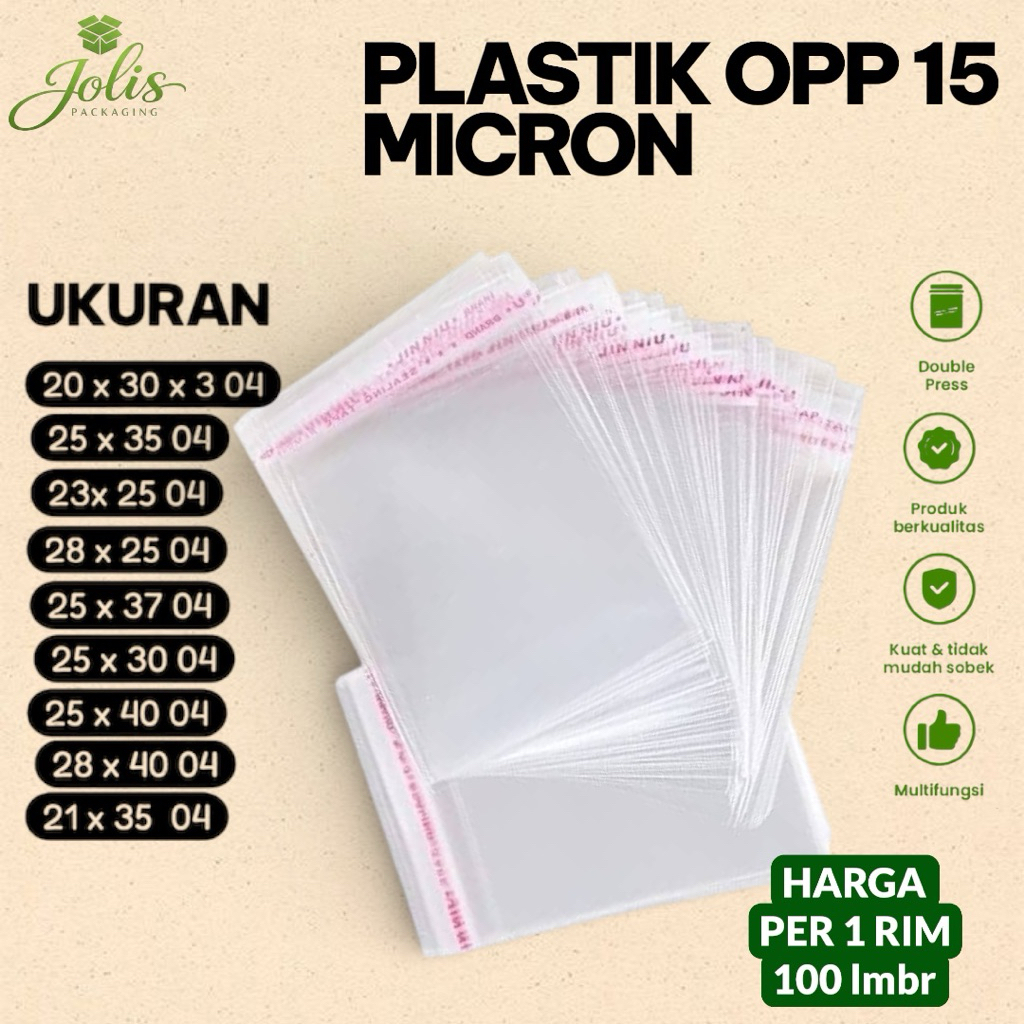 opp seal packing 100 lembar 15 micron 20x30/23x35/25x35/28x35/25x30/25x40/21x35/25x37/28x40