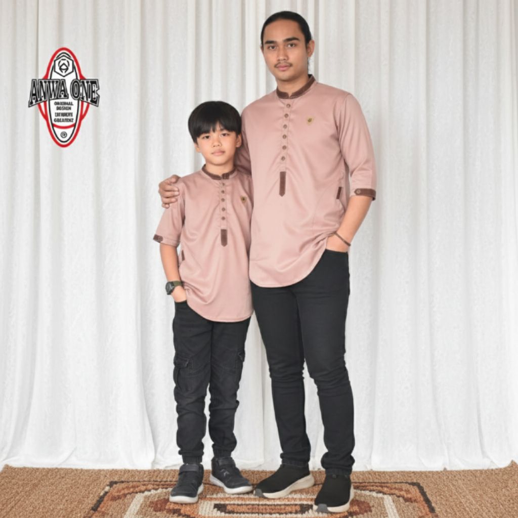 Baju muslim kapel Anwa One - Baju Koko kapel Dewasa Dan Anak
