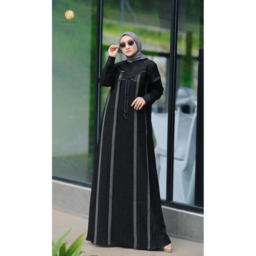 ABAYAK MAROKO AURA GAMiS Hitam Aura azka MUSLIMAH FAshion