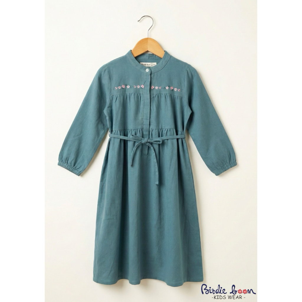 Birdie Boom - Kids Muslim Dress Dark Teal/ Gamis Anak Perempuan Warna Dark Teal