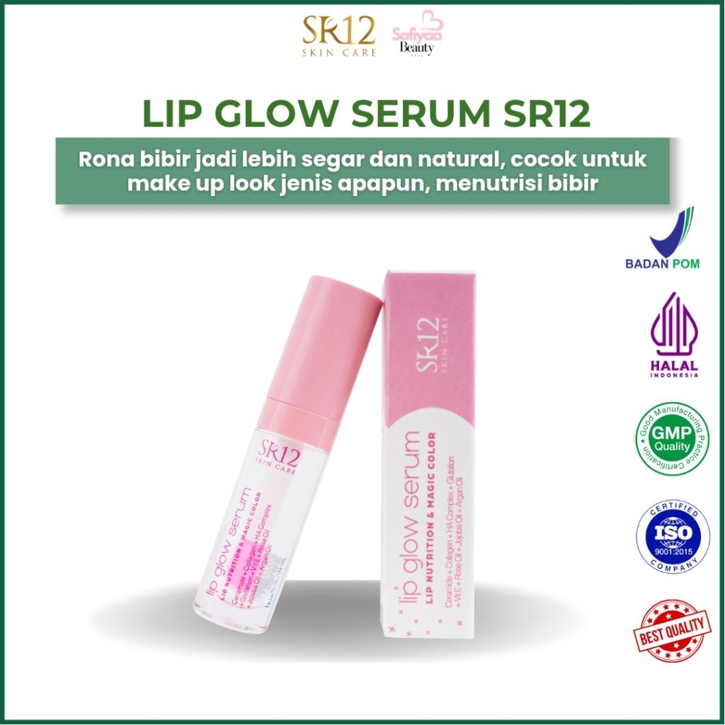 Lip Glow Serum Bibir SR12 Skincare Kosmetik - Lipstik & Pelembab Bibir Alami - Serum & Pemerah Bibir