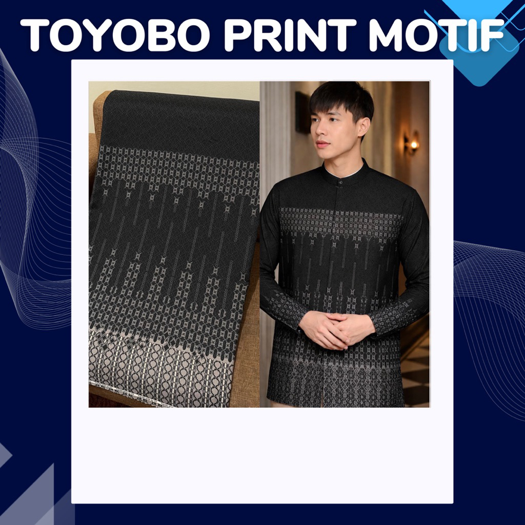 Kain Katun Toyobo Print Motif Bahan Cotton Toyobo Halus Lembut Jatuh Untuk Dress Baju Koko Meteran