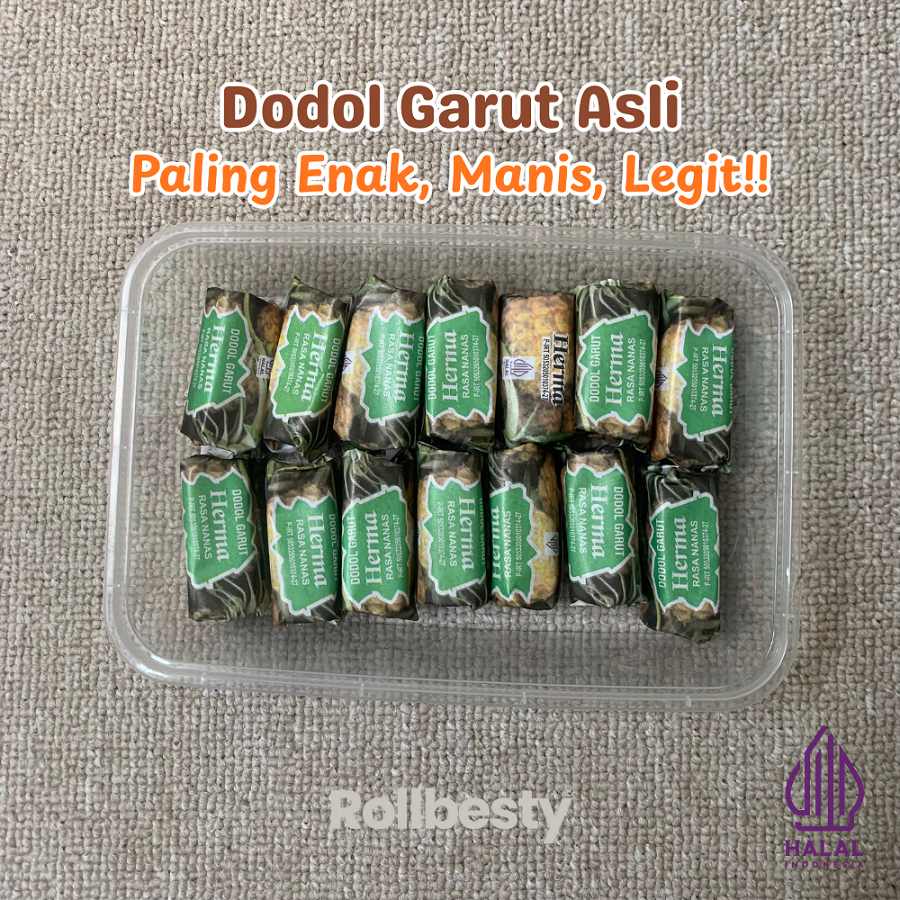 Rollbesty Dodol Garut Asli Rasa Nanas 250gram gr Cemilan Manis Legit Halal Oleh-oleh Khas Garut
