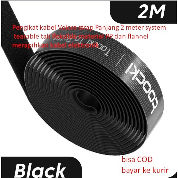 Pengikat kabel Velcro strap Panjang 2 meter system tearable tali fleksible material PP dan flannel m