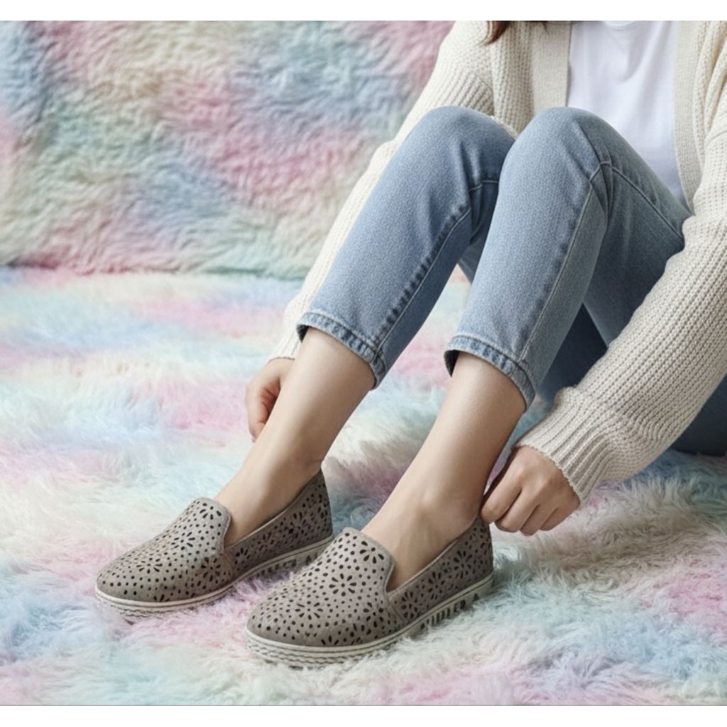 Sepatu New Era wanita dewasa JellyPlastik Grey