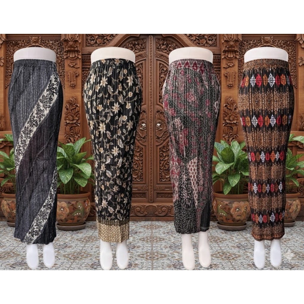 REAL PICT ROK PLISKET BATIK / ROK TRENDY / BAWAHAN KEBAYA / ROK KEBAYA / ROK WISUDA KERASAKTI MERAH