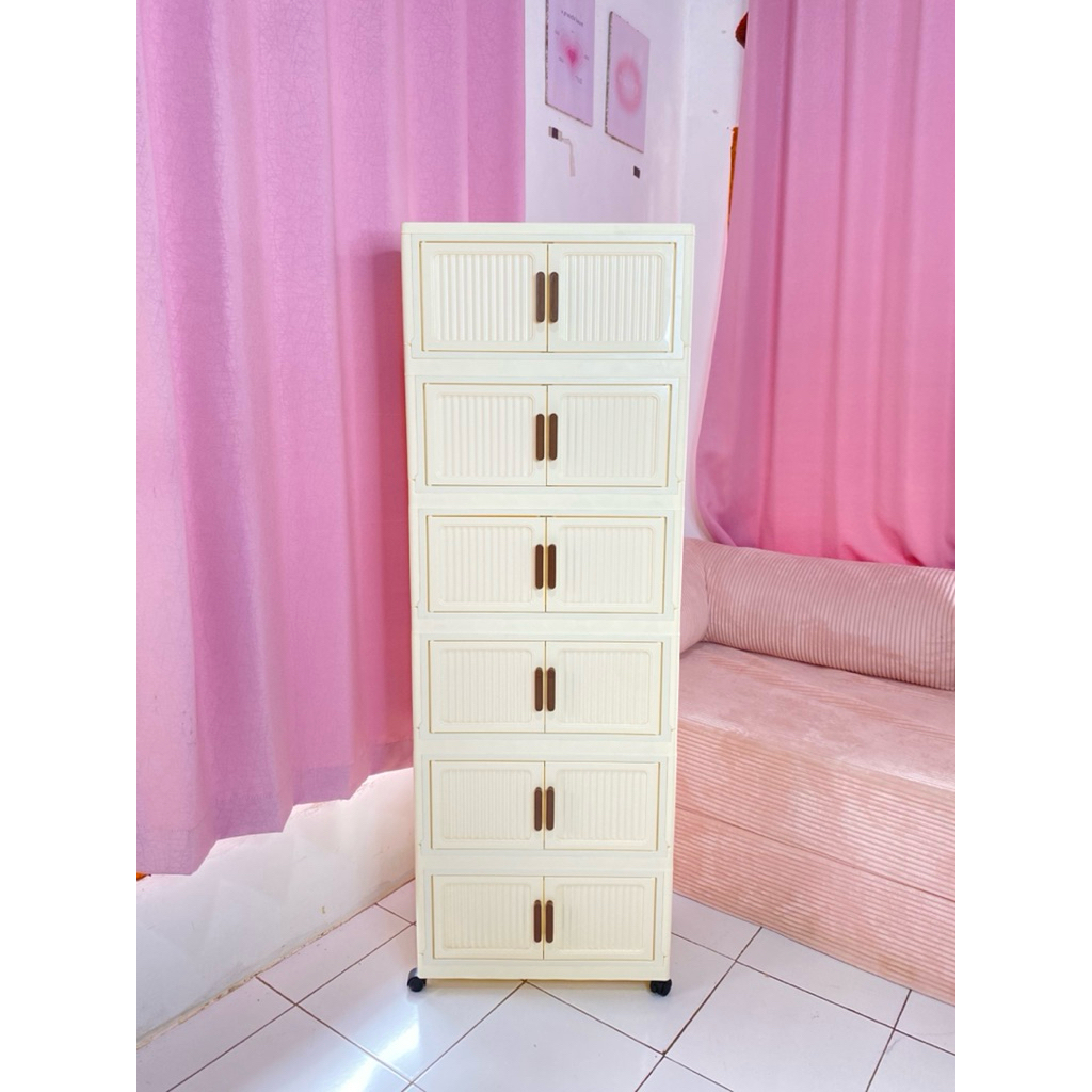 lemari plastik pakaian rak susun serbaguna 6 susun