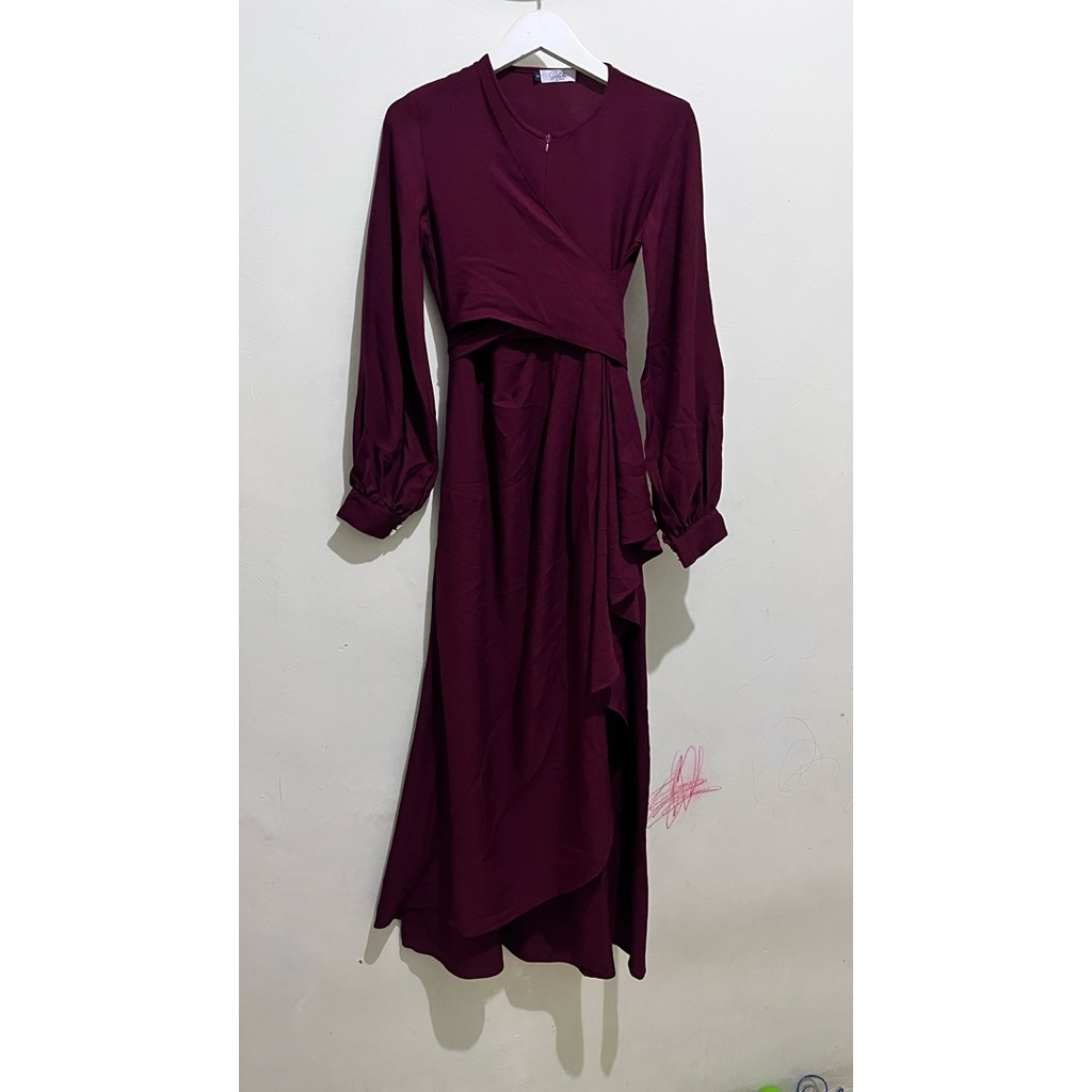 dress kondangan dress lebaran maroon