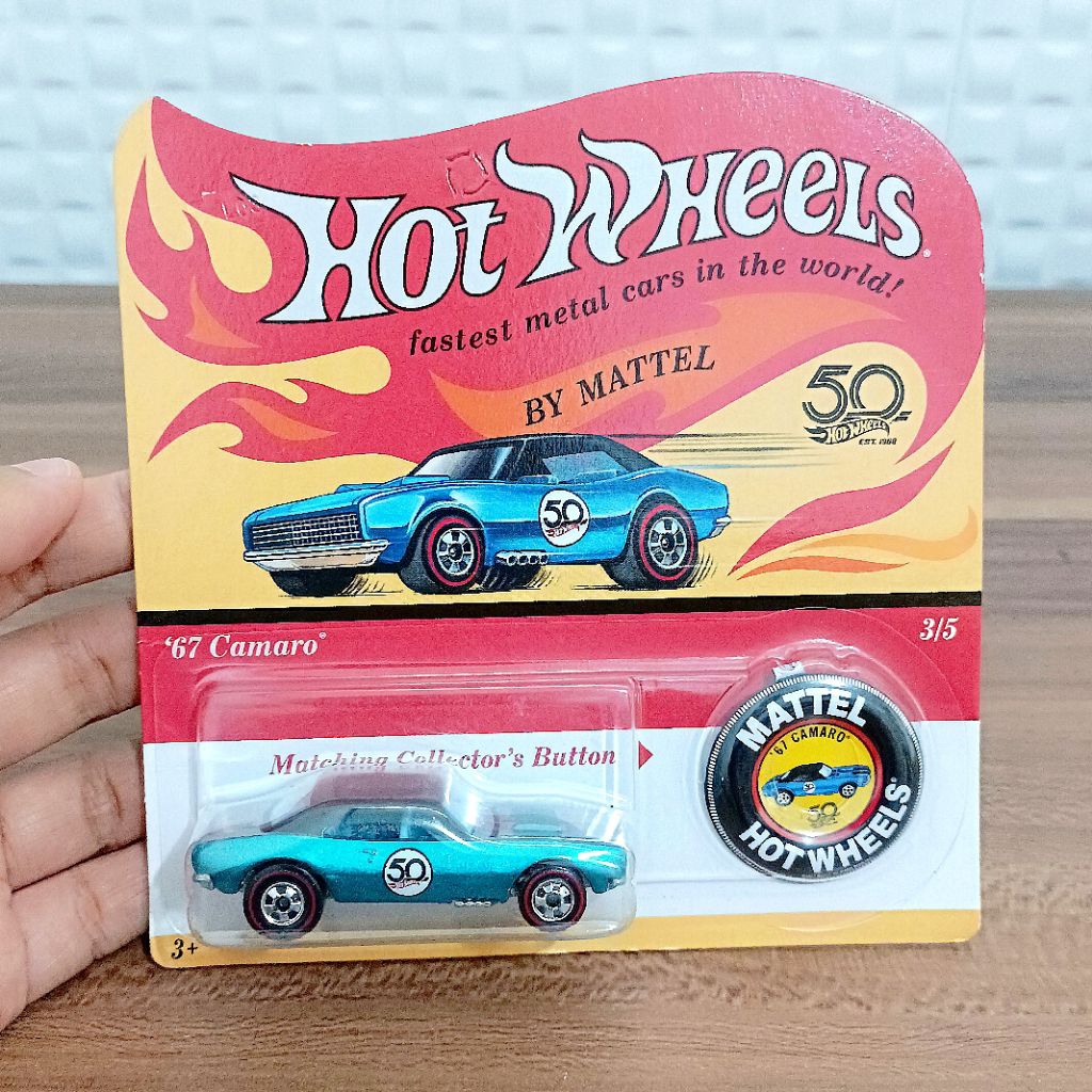 Hot Wheels 67 Camaro 1967 Redline 50th Anniversary Blue Red Line