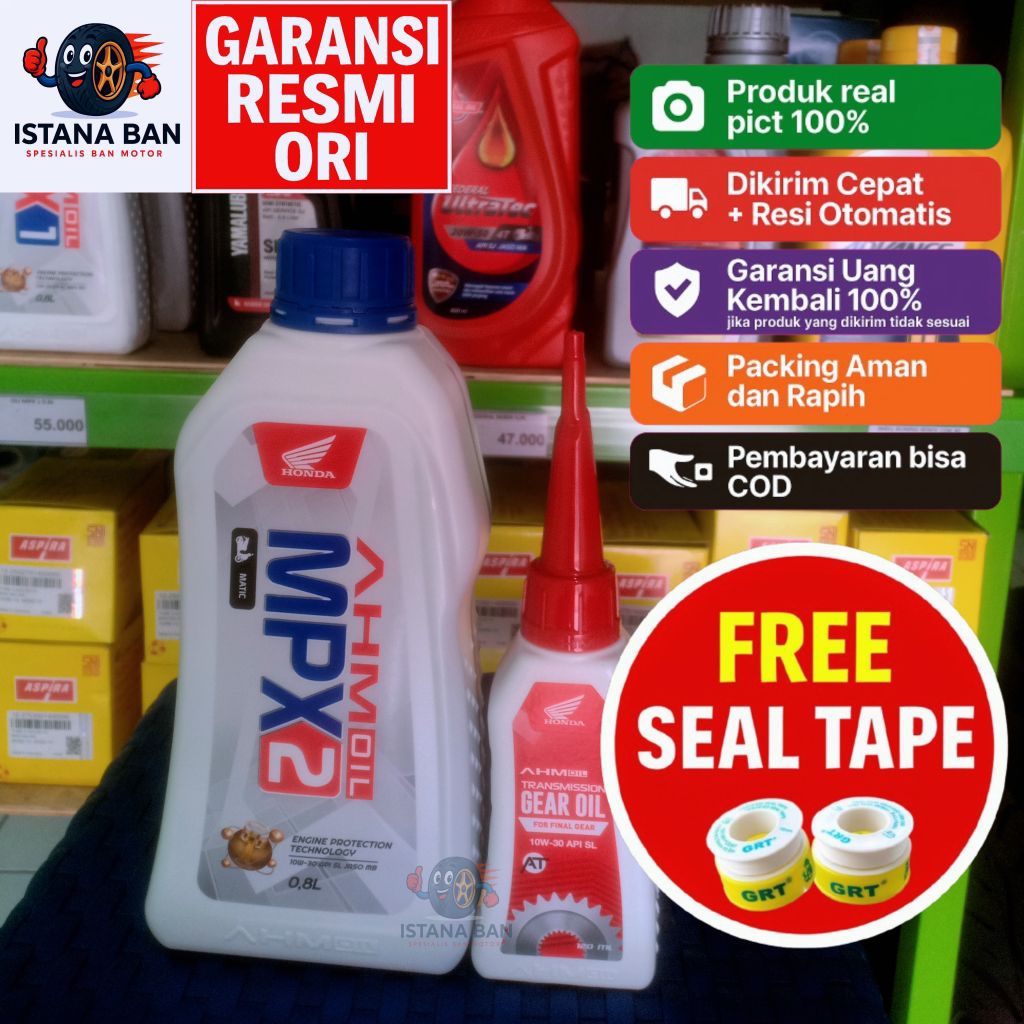 Paket Oli AHM MPX2 Matic 0.8L ORIGINAL 100% 10W 30 Untuk Motor Matic Honda Beat Scopy Vario Garansi 