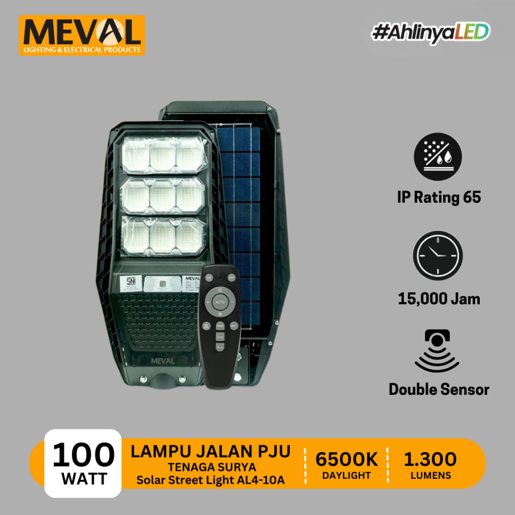 MEVAL Lampu Jalan PJU Tenaga Surya Solar Panel Street Light - 100W dan 200W