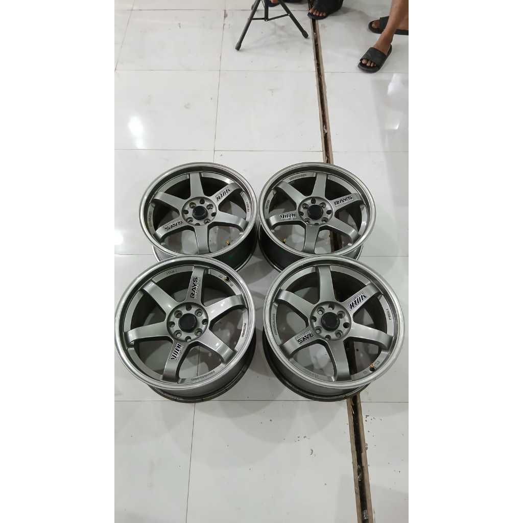 Velg Mobil TE37 Ring 17 Lebar 7,5/9 Baut 4 Murah VOLK RAYS R17 Pcd 4x100/4x114 CONCAVE GREY