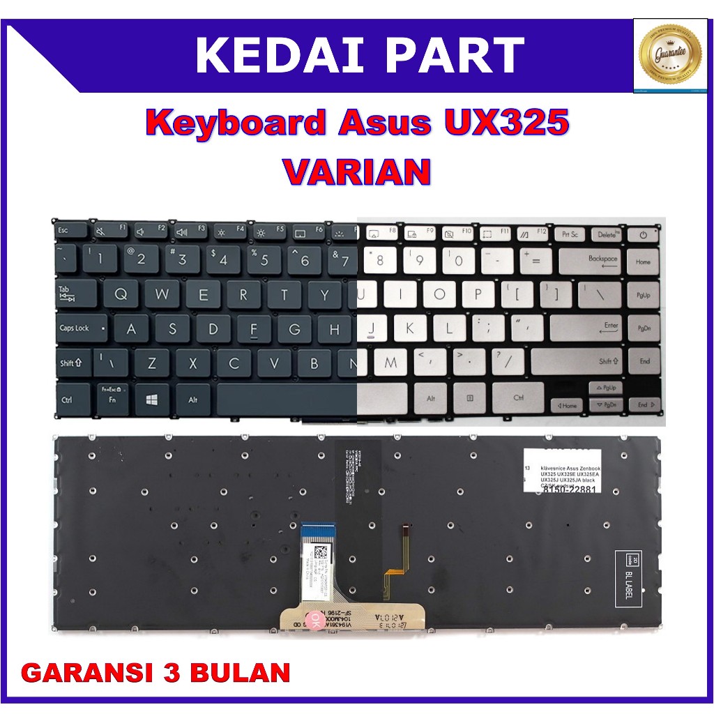 Keyboard Asus Zenbook 13 UX325 UM325 UM325SA UM325S UM325U UM325UA UM325UAZ Backlight 4 Pin