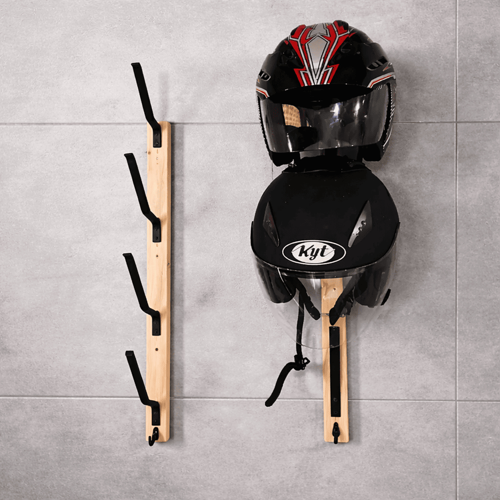 Rak helm gantung 3,4,5 susun / gantungan helm dinding, Tempat helm kayu / gantungan helm susun kayu